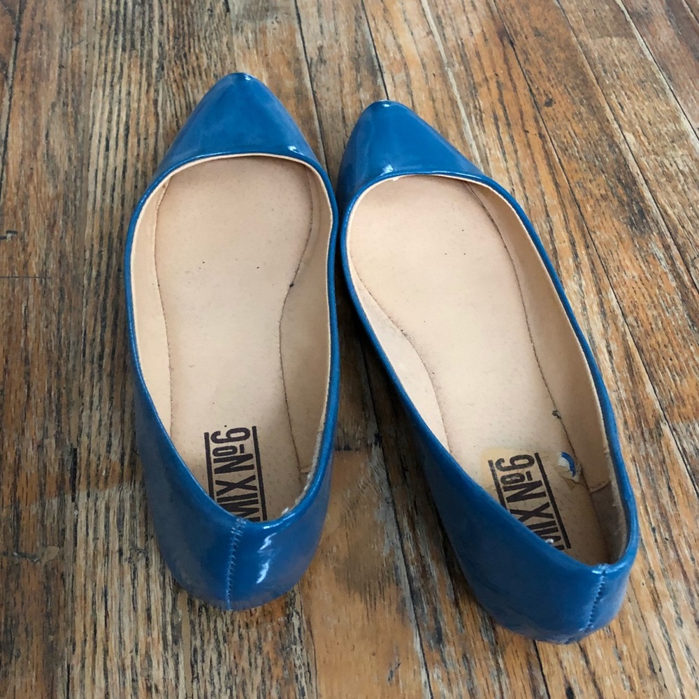 Blue patent flats pointed toe